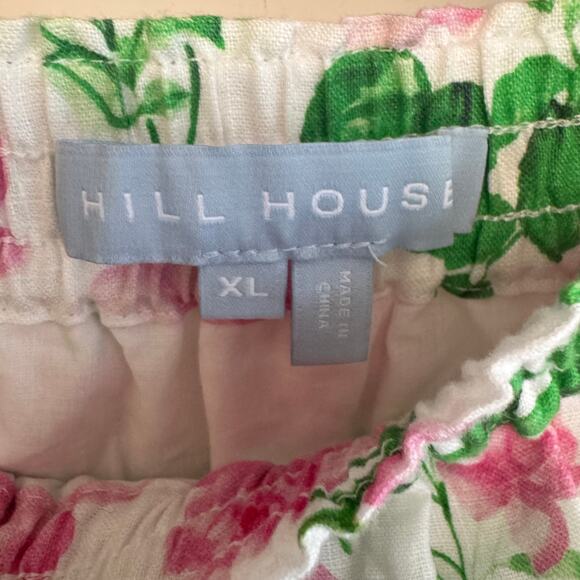 Hill House Paz Mini Skirt White Pink Sz XL Floral Ruffle Linen - Picture 4 of 5
